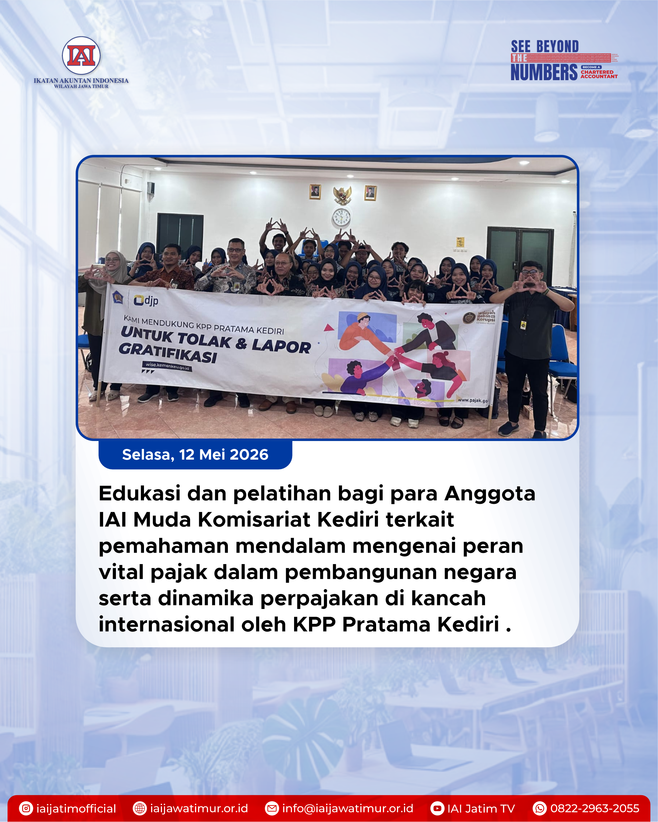 Perkuat Literasi Perpajakan, KPP Pratama Kediri Edukasi Anggota IAI Muda Komisariat Kediri